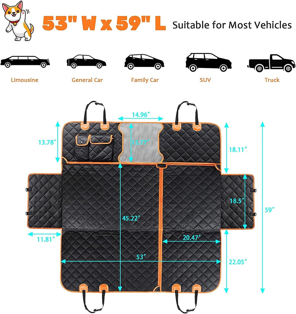 5-in-1 Dog Car Seat Cover Protector – Heavy Duty, Waterproof & Easy-Clean Design