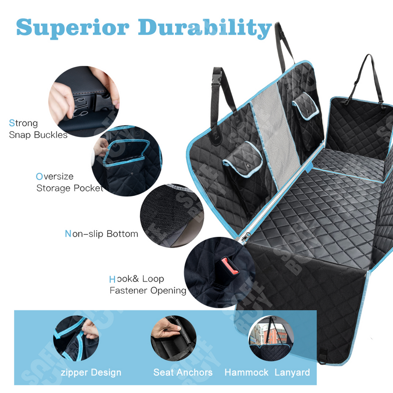 6-in-1 Dog Car Seat Cover Protector – Waterproof, Scratch-Proof & Non-Slip Travel Mat