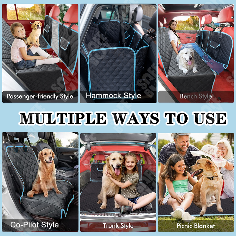6-in-1 Dog Car Seat Cover Protector – Waterproof, Scratch-Proof & Non-Slip Travel Mat