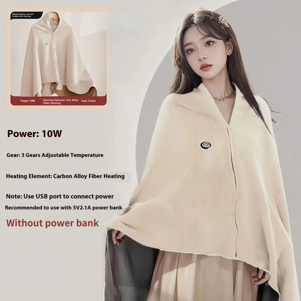 USB Electric Heated Blanket Shawl for Winter – Wearable Heating Wrap for Women | USB-Powered Heated Throw