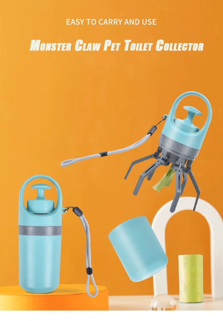 Portable Dog Pooper Scooper – No-Touch Pet Waste Pick-Up with Built-In Bag Dispenser, Handheld Poop Grabber for Outdoor Use