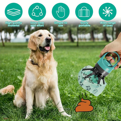 Portable Dog Pooper Scooper – No-Touch Pet Waste Pick-Up with Built-In Bag Dispenser, Handheld Poop Grabber for Outdoor Use