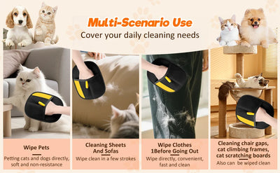 Pet Hair Remover Brush Kitten Hair Removal Gloves Deshedding Brush Glove for Dog Cat Double-Sided Fur Hair Cleaning Glove Carpet