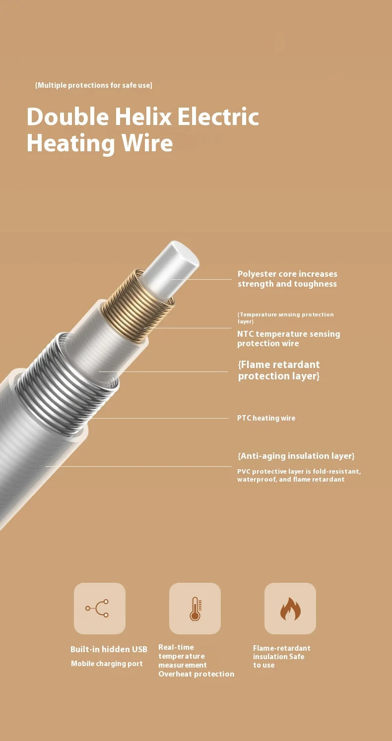 USB Electric Heated Blanket Shawl for Winter – Wearable Heating Wrap for Women | USB-Powered Heated Throw