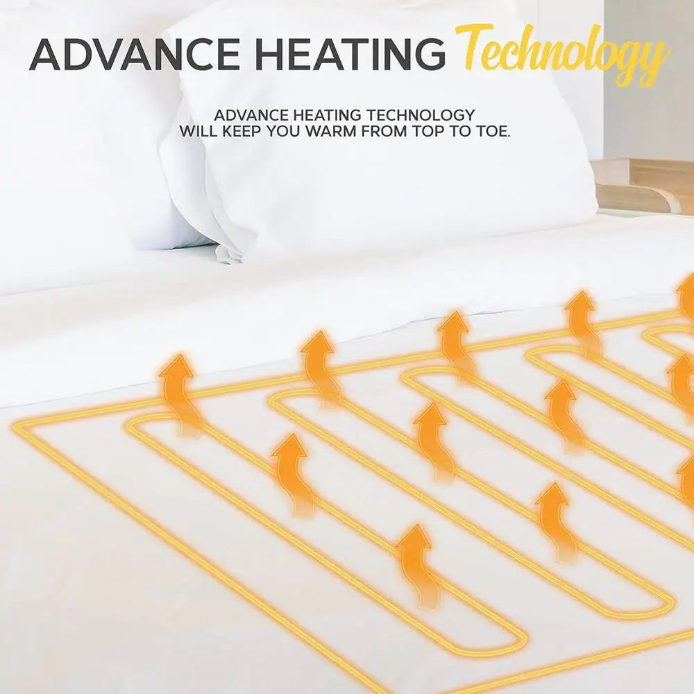 Electric Heated Blanket – 1.8×1.2m Washable Under Blanket with 9 Heat Settings & Timer