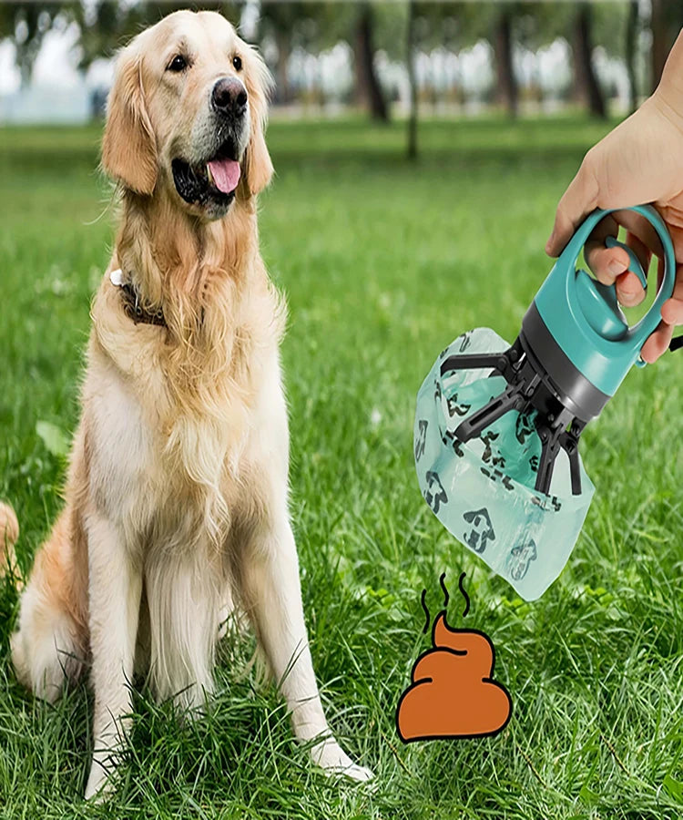 Portable Dog Pooper Scooper – No-Touch Pet Waste Pick-Up with Built-In Bag Dispenser, Handheld Poop Grabber for Outdoor Use