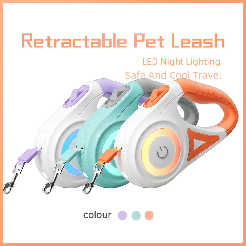 LED Retractable Dog Leash with Built-In Light – 3M/5M Durable Pet Leash for Small, Medium & Large Dogs and Cats