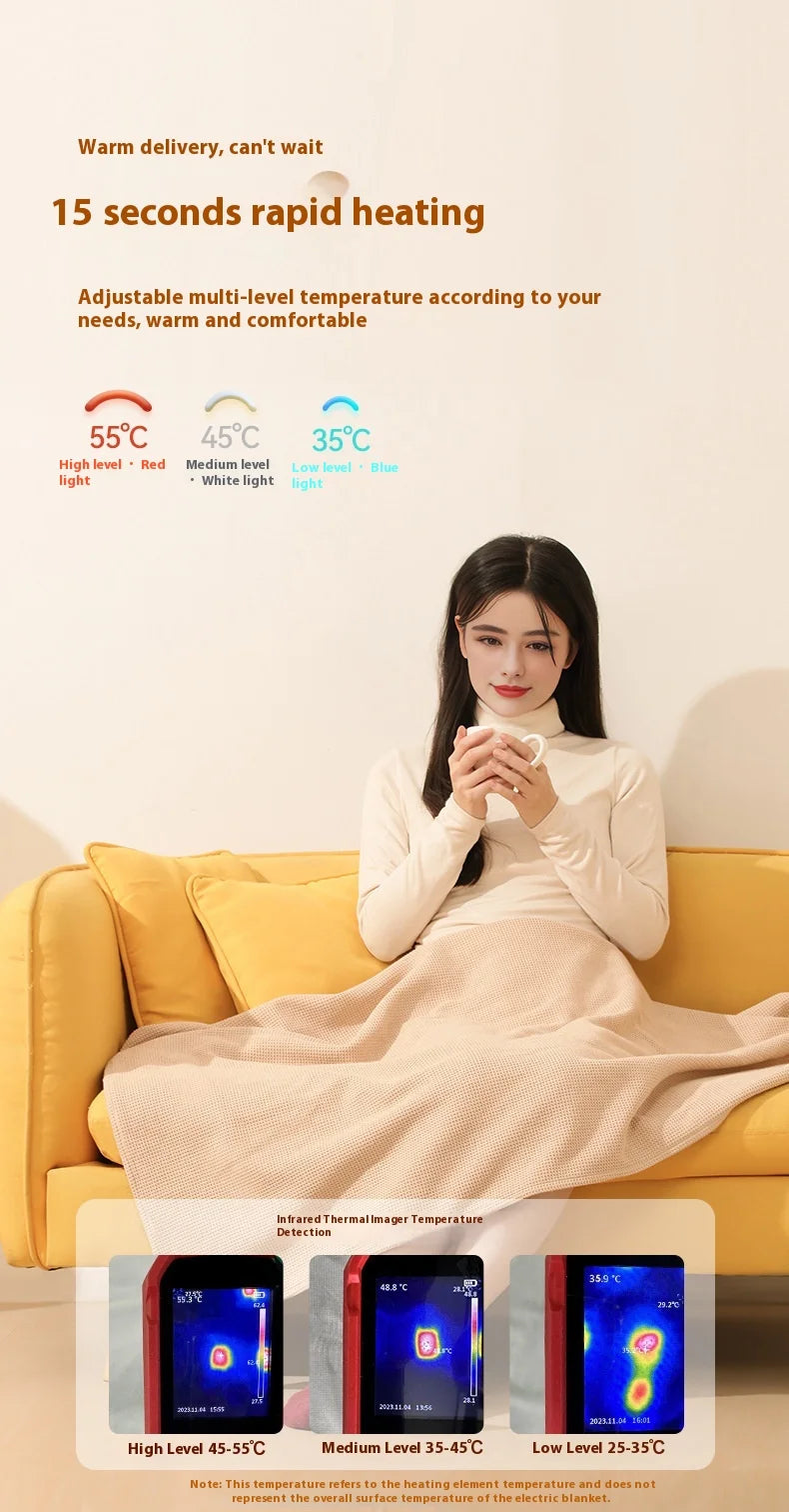 USB Electric Heated Blanket Shawl for Winter – Wearable Heating Wrap for Women | USB-Powered Heated Throw