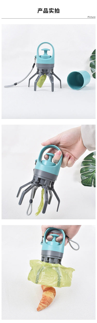 Portable Dog Pooper Scooper – No-Touch Pet Waste Pick-Up with Built-In Bag Dispenser, Handheld Poop Grabber for Outdoor Use