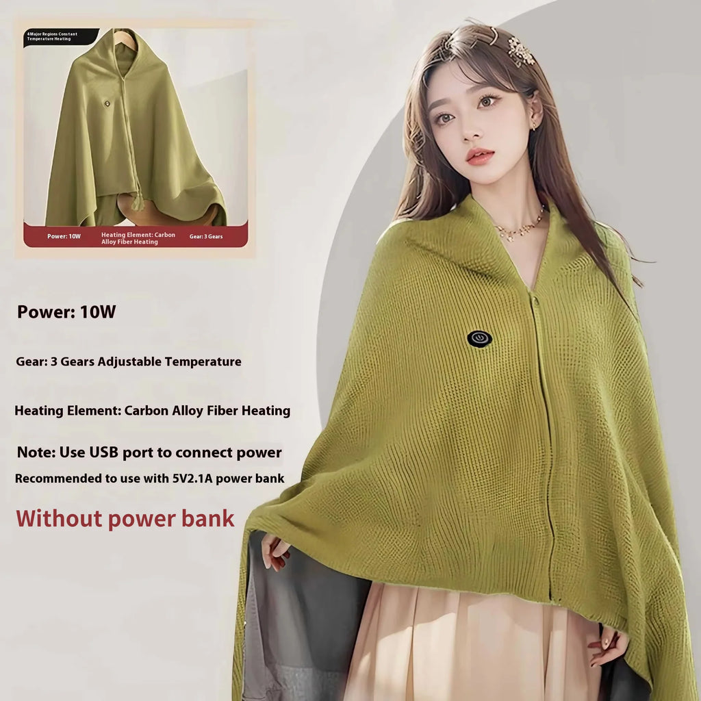 USB Electric Heated Blanket Shawl for Winter – Wearable Heating Wrap for Women | USB-Powered Heated Throw