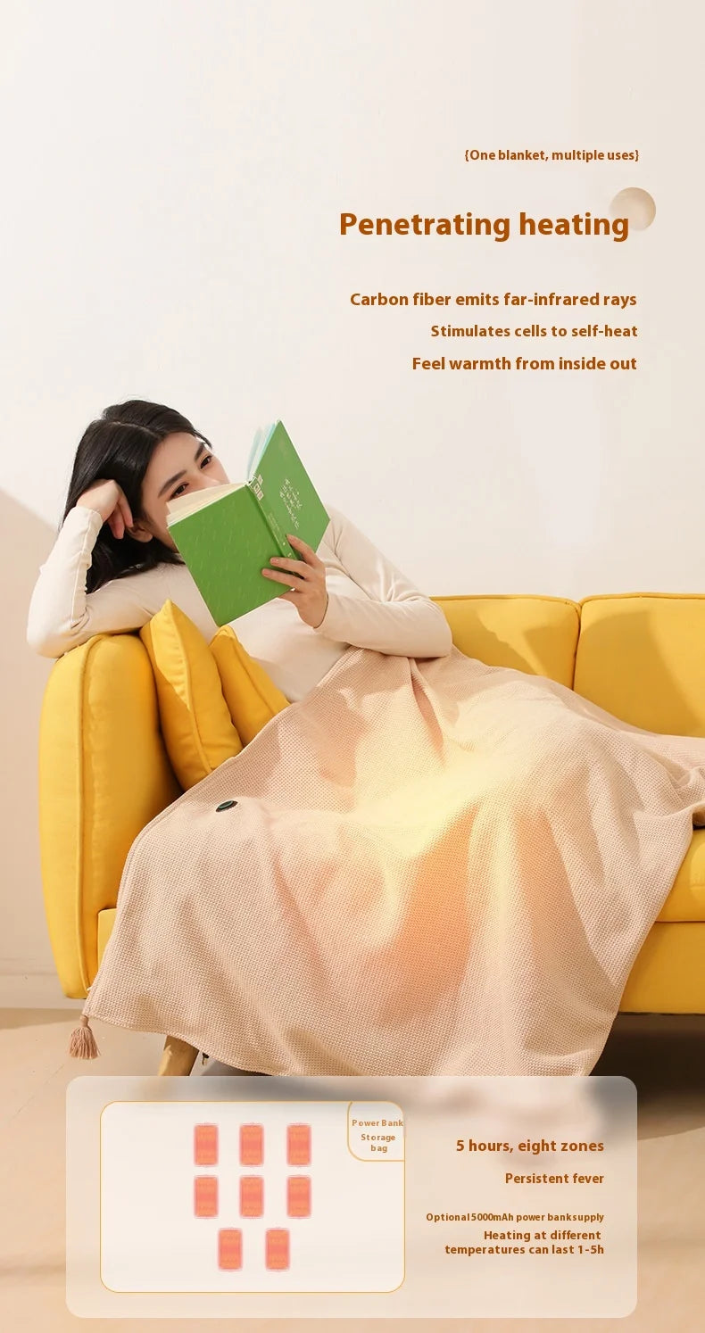 USB Electric Heated Blanket Shawl for Winter – Wearable Heating Wrap for Women | USB-Powered Heated Throw