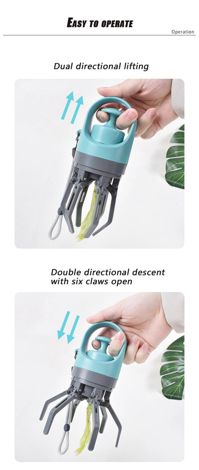 Portable Dog Pooper Scooper – No-Touch Pet Waste Pick-Up with Built-In Bag Dispenser, Handheld Poop Grabber for Outdoor Use