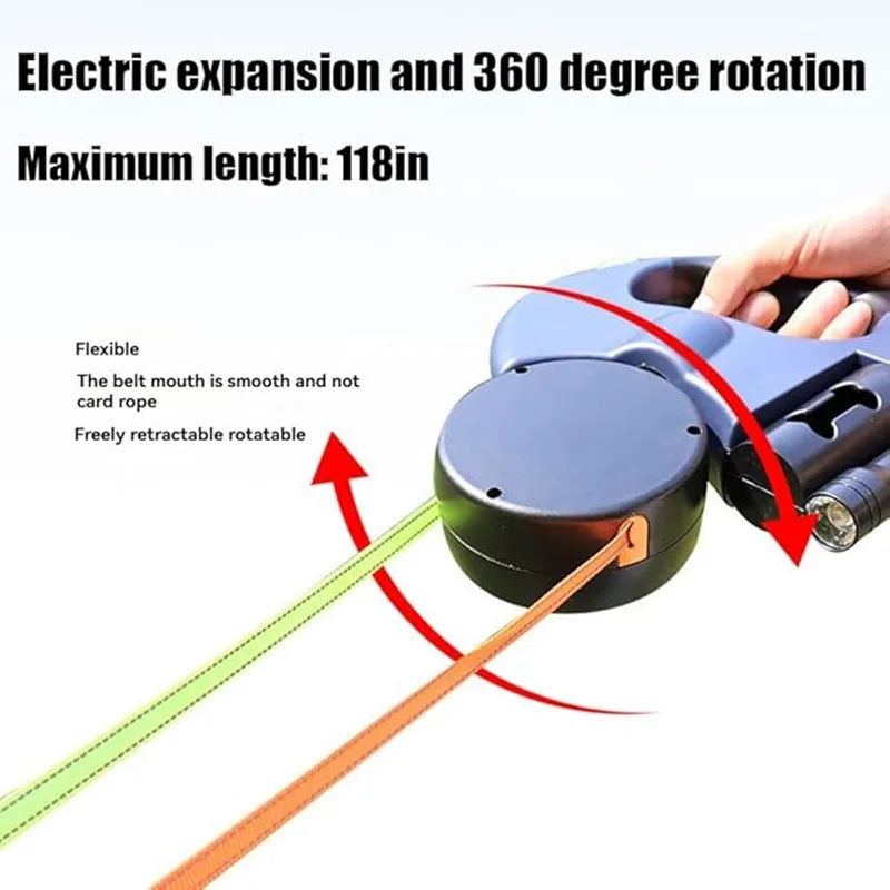 Double Dog Leash for Two Dogs – Tangle-Free Dual Leash with Swivel + LED Flashlight, Adjustable for Small & Large Dogs