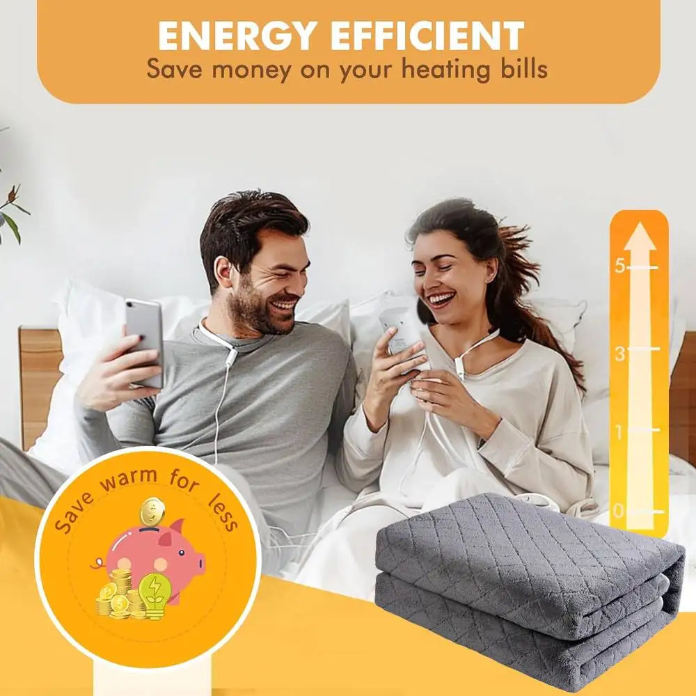 Electric Heated Blanket – 1.8×1.2m Washable Under Blanket with 9 Heat Settings & Timer